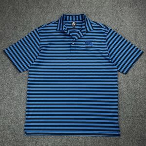FootJoy FJ Polo Shirt Mens XL Golf Performance Blue Black Striped Athletic